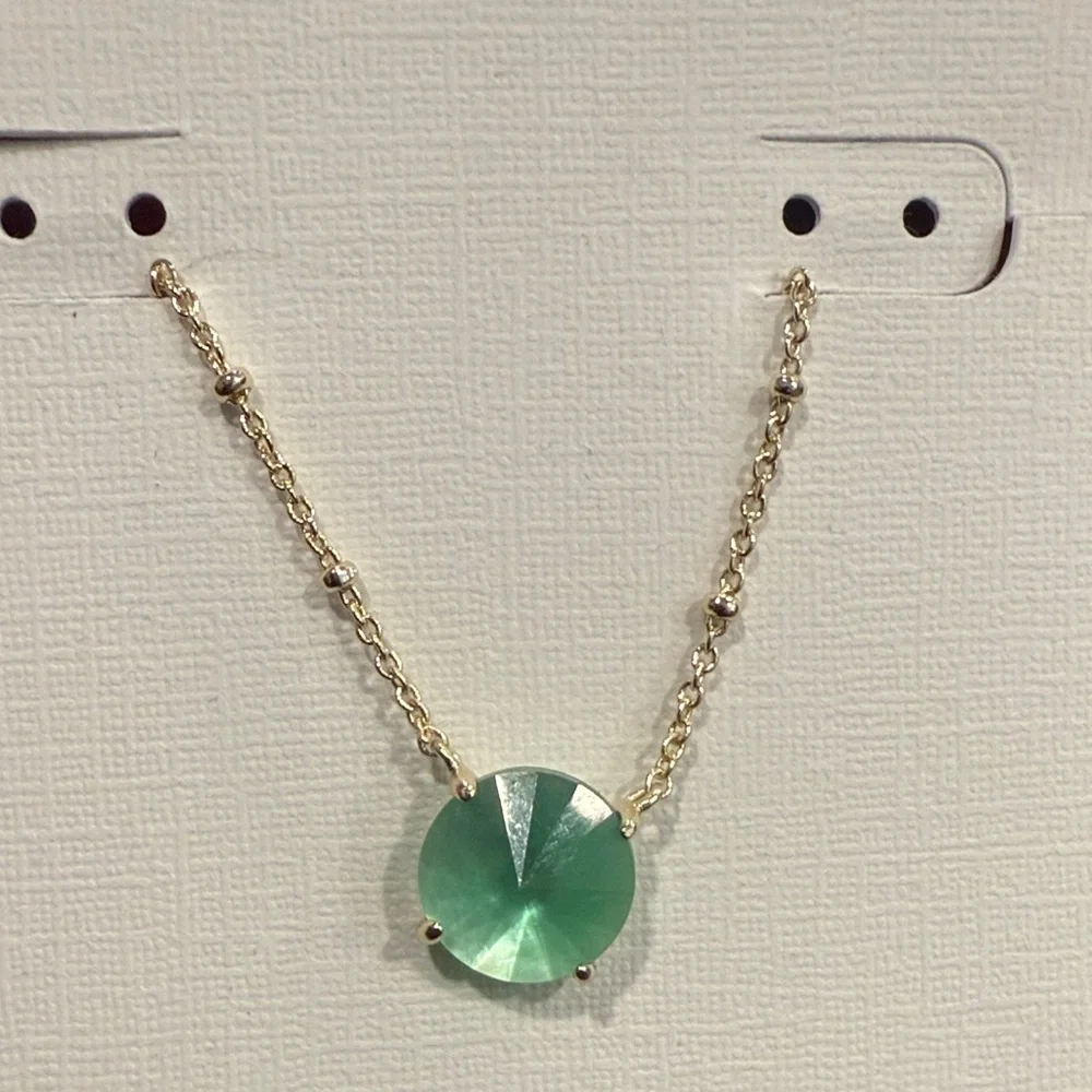 Kendra Scott Gold Necklace with Green Pendant- new